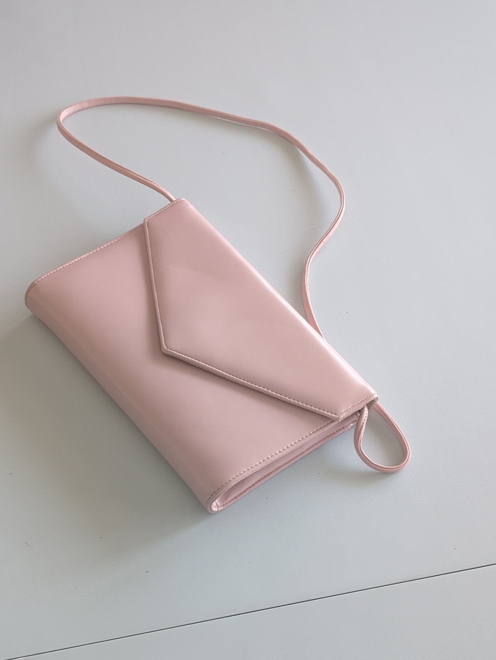Blush Pink Envelope Crossbody Clutch - Women's Slim Shoulder Bag